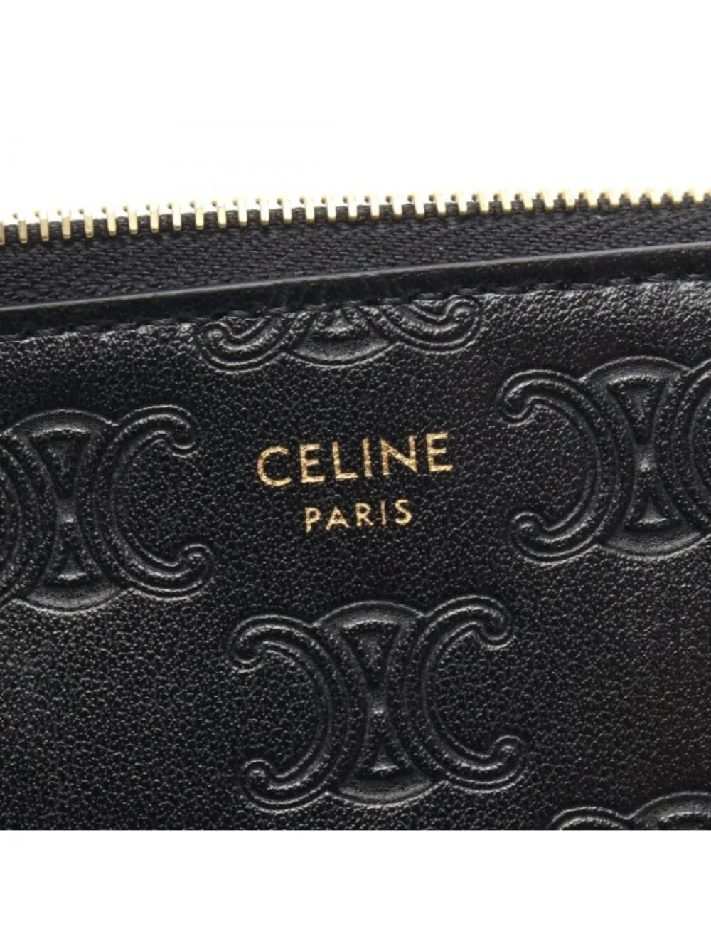 Celine Coin Case Triomphe with Key Ring Black Leather